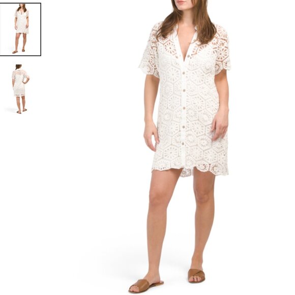 Lulus Dresses & Skirts - NEW LULUS Short Sleeve Floral Lace Mini Dress Women's size SMALL White